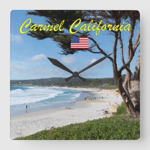 CARMEL BY THE SEA _ MONTEREY CALIFORNIA USA SQUARE WALL CLOCK