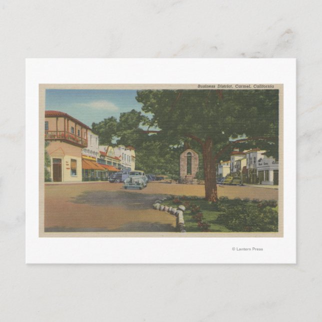 Carmel, CA - Business District View of Downtown Postcard (Front)