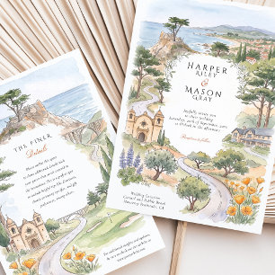 Carmel CA Lone Cypress Pebble Beach Wedding Invitation