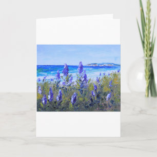 Carmel California, Beach, Lupins, Landscape Art Card