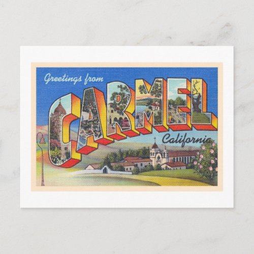 Carmel California CA Vintage Large Letter Postcard