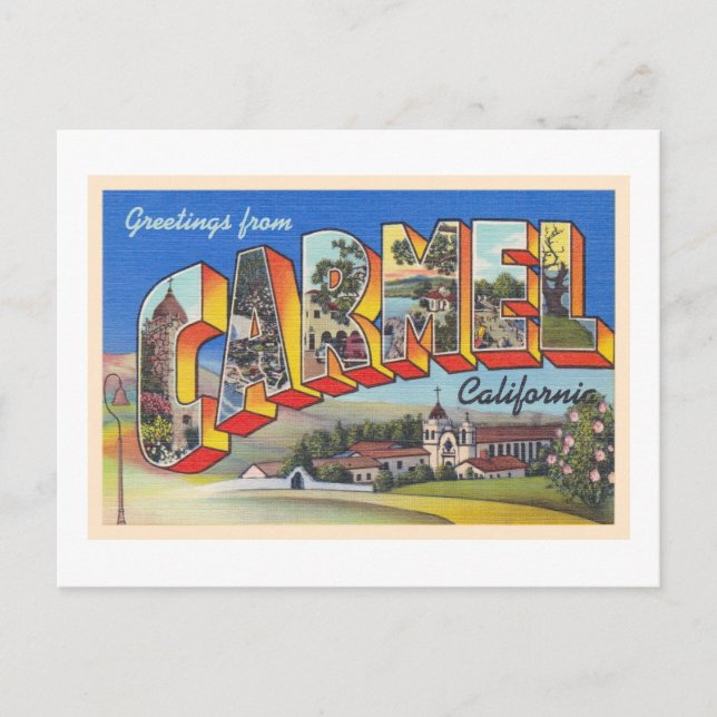 Carmel California CA Vintage Large Letter Postcard (Front)