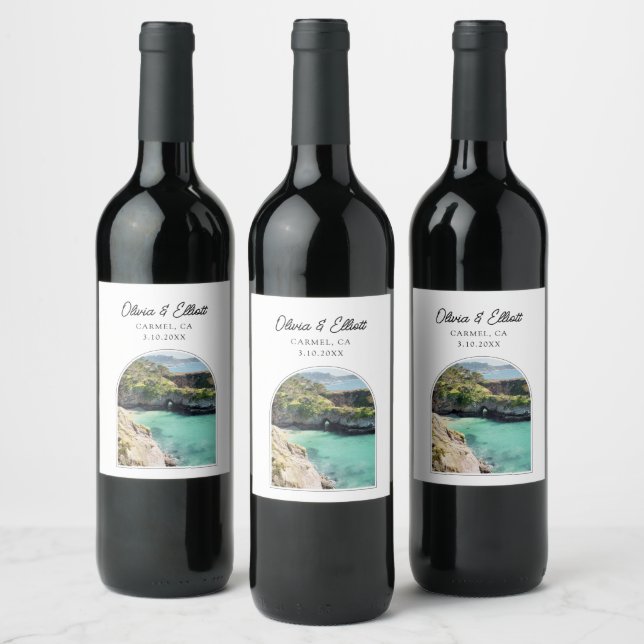 Carmel California Wedding Favor Wine Label (Bottles)