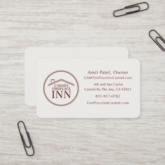 Carmel FirePlace Inn - Manager - Custom Design Business Card