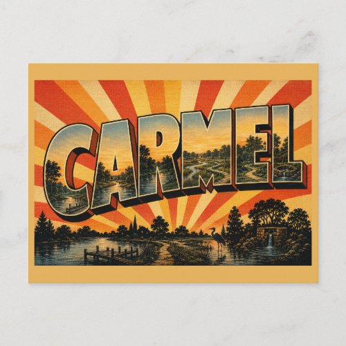 Carmel Indiana River Wetland Forest Art Postcard