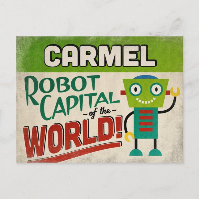 Carmel Indiana Robot - Funny Vintage Postcard (Front)