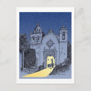 Carmel Mission at Christmas Holiday Postcard