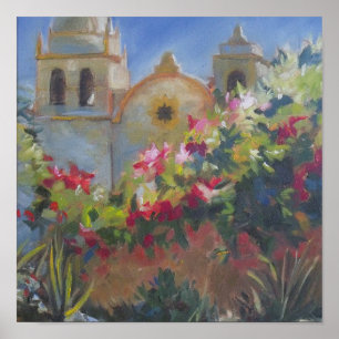 Carmel Spanish Mission California Garden Poster