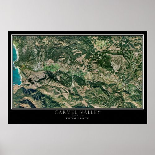 Carmel Valley California From Space Satellite Map Poster