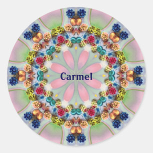 CARMEL ~ WOW PRETTY 3D! Pastel Shades ~ Classic Round Sticker