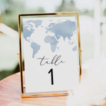 CARMEN Adventure Travel Blue Map Table Number Card