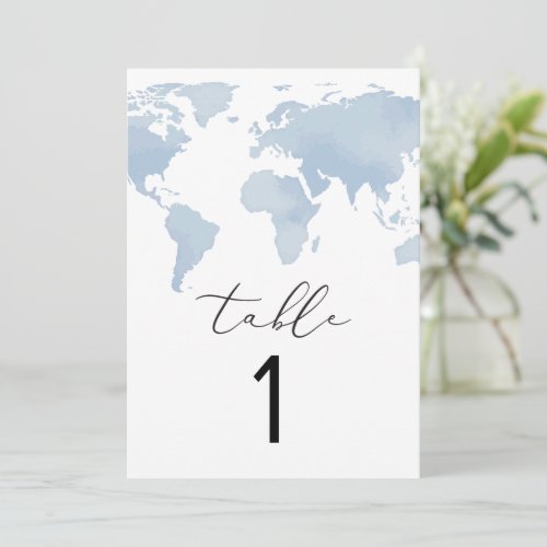 CARMEN Adventure Travel Blue Map Table Number Card