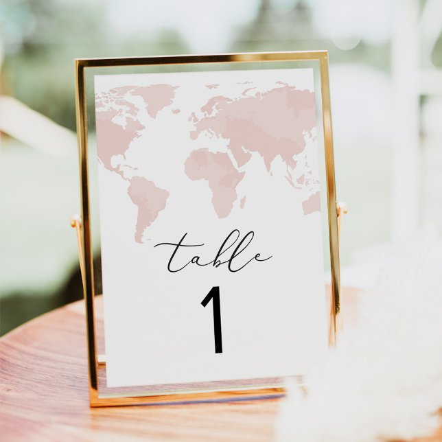 CARMEN Adventure Travel Pink Map Table Number Card (Creator Uploaded)