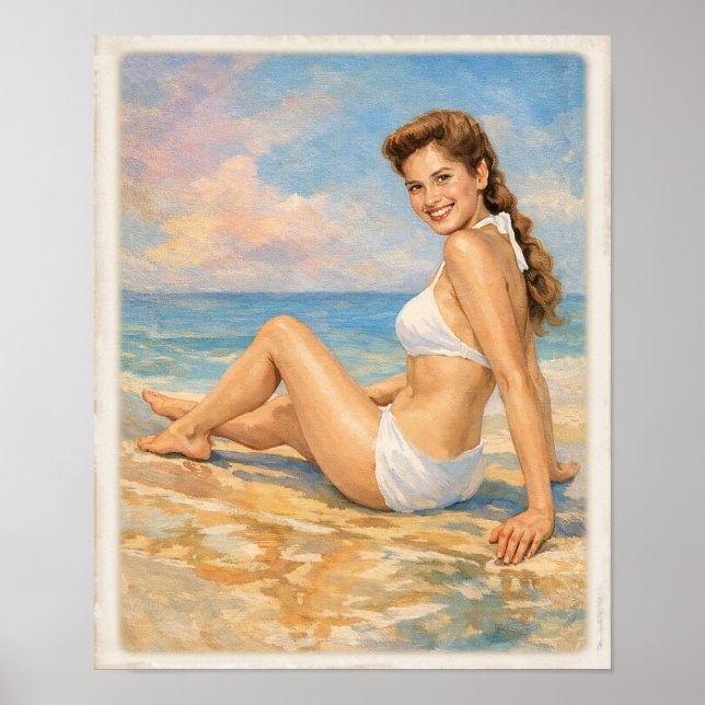 Carmen at the Beach Pin Up Poster (Front)