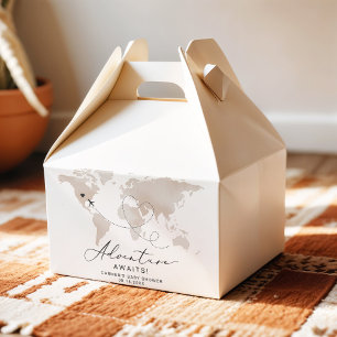 CARMEN Beige Map Adventure Baby Shower Favor Boxes