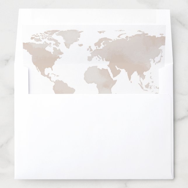 CARMEN Beige World Map Travel Adventure Themed Envelope Liner (In Envelope)