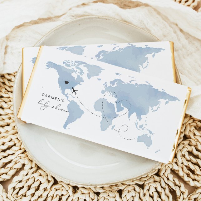 CARMEN Blue Map Adventure Baby Shower Hershey Bar Favors (Creator Uploaded)