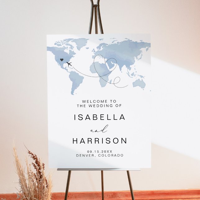 CARMEN Blue Map Destination Wedding Welcome Foam Board (Creator Uploaded)