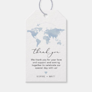 CARMEN Blue Map Travel Adventure Thank You Favor Gift Tags