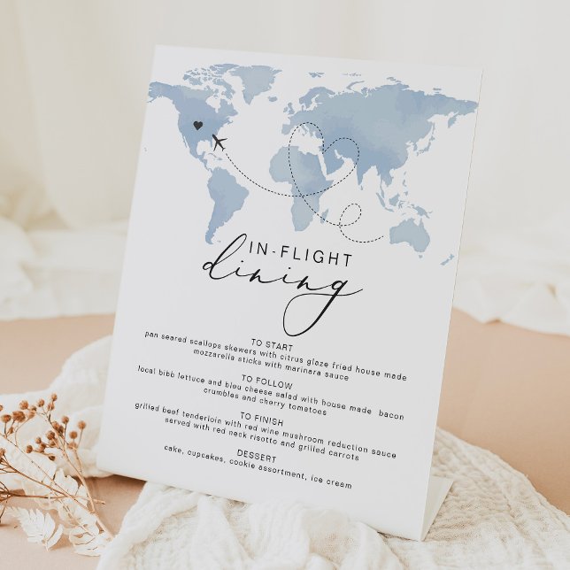 CARMEN Blue Travel Themed In Flight Dining Menu Pedestal Sign (Creator Uploaded)