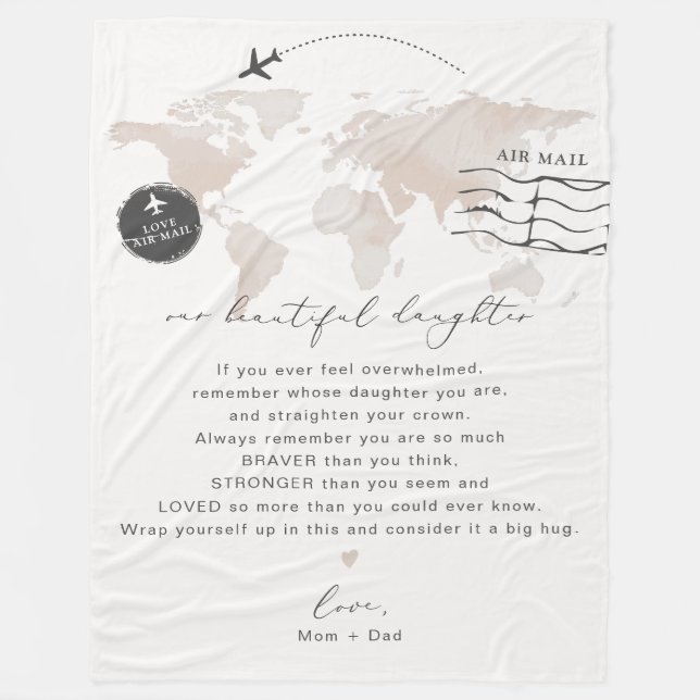 CARMEN Daughter Personalized Note Letter Fleece Blanket (Front)