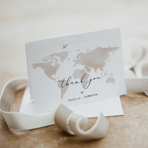 CARMEN Destination Travel Adventure Beige Map Thank You Card