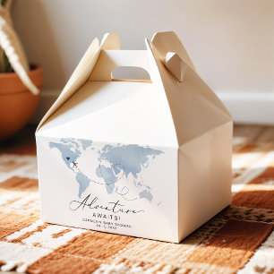 CARMEN Dusty Blue Map Adventure Baby Shower Favor Boxes