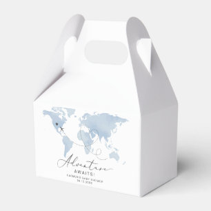 CARMEN Dusty Blue Map Adventure Baby Shower Favor Boxes