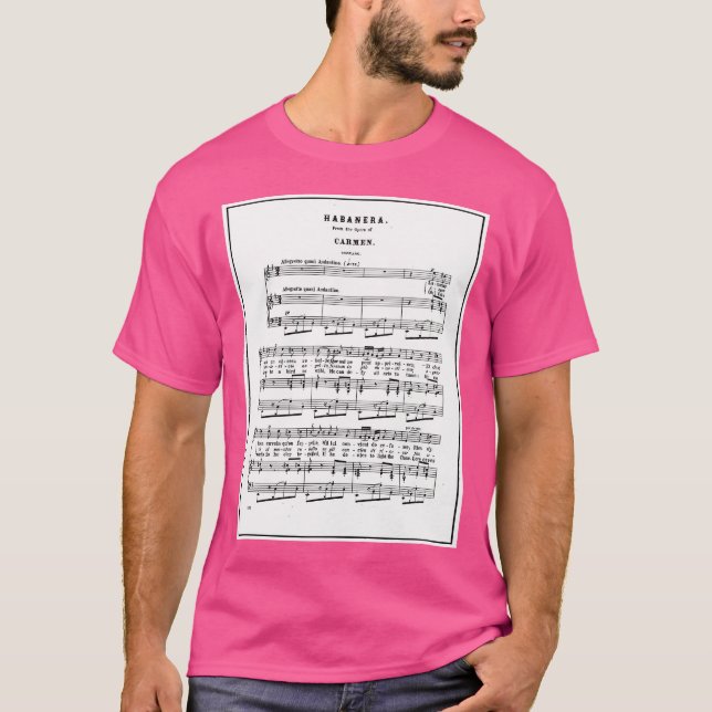 Carmen Habanera Sheet Music Notation T-Shirt (Front)