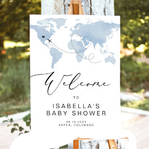 CARMEN Map Travel Adventure Baby Shower Welcome Foam Board