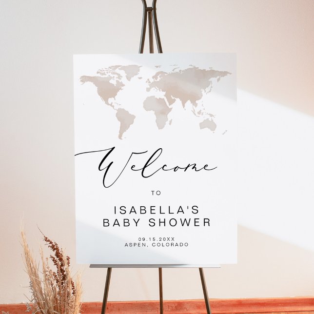 CARMEN Map Travel Adventure Baby Shower Welcome Foam Board (Creator Uploaded)