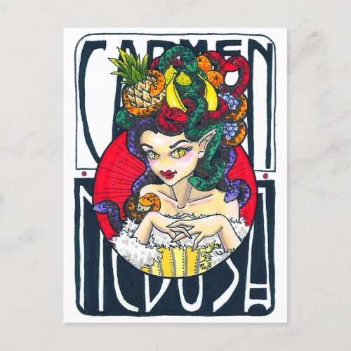 Carmen Medusa gorgon fruit silly Fantasy Art  Postcard