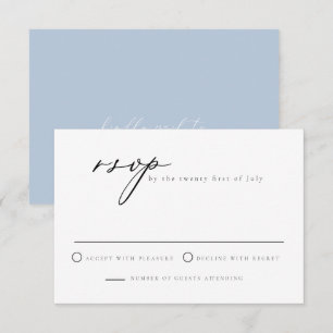 CARMEN Minimalist Script Dusty Blue RSVP Card
