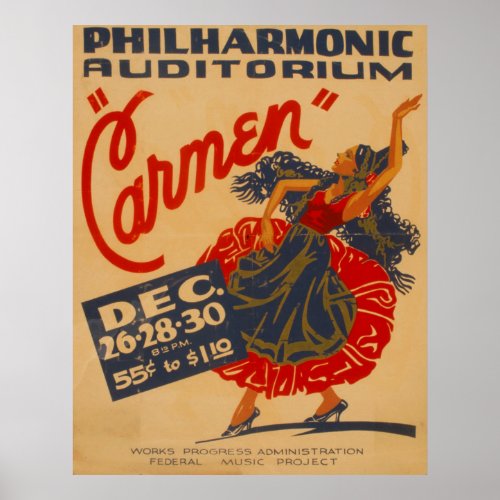 Carmen Opera Vintage Theater WPA Poster