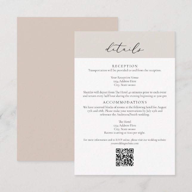 CARMEN Passport Style Wedding QR Details Card (Front/Back)