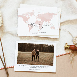 CARMEN Travel Adventure Pink Map Photo Thank You Invitation