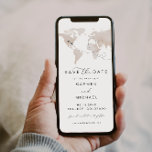 CARMEN Travel Destination Cream Map Save the Date Invitation<br><div class="desc">This save the date features a beige watercolor world map, a simple font combination and an optional photo backside with a space for your wedding website. This save the date is perfect for your travel, destination, or adventure themed wedding or event. To change the location of the heart, scroll down...</div>