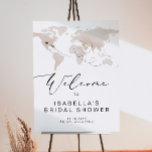 CARMEN Travel Themed Bridal Shower Welcome Sign<br><div class="desc">This bridal shower welcome foam board sign features a beige watercolor world map and an elegant script font. Easily change *most* wording to match your event needs. This welcome sign is perfect for your travel or adventure themed bridal shower or event.</div>
