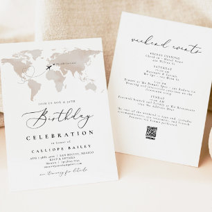 CARMEN Watercolor Map Destination 50th Birthday Invitation