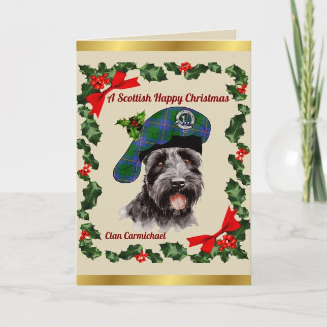 Carmichael Scottie Dog Personalized Xmas Card (Front)
