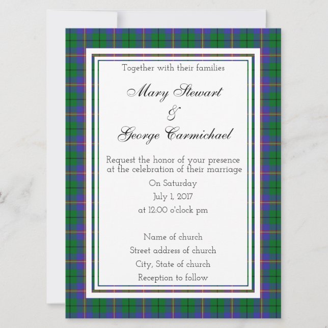 Carmichael Scottish Wedding Invitation (Front)