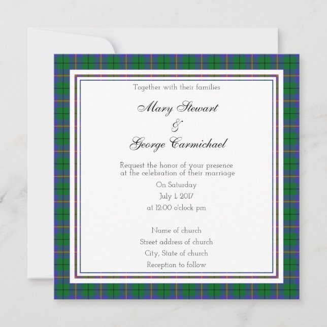Carmichael Scottish Wedding Square Invitation (Front)