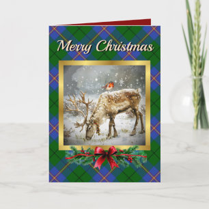Carmichael Stag & Robin Tartan Personalized Holiday Card