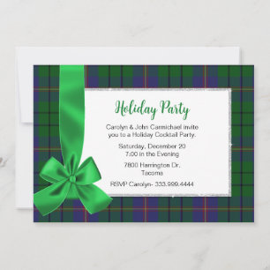 Carmichael Tartan Plaid Custom Christmas Party Invitation
