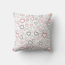 Carmin Red Gray Happy Hearts pattern