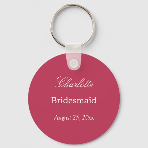 Carmine Magenta Bridesmaid Thank You Keychain