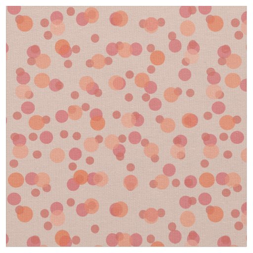 Carmine Pink and Sunrise Orange Polka Dots Fabric