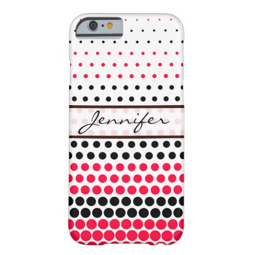 Carmine Red and Black Polka Dot Barely There iPhone 6 Case