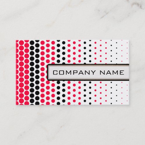 Carmine Red and Black Polka Dot Professional Business Card