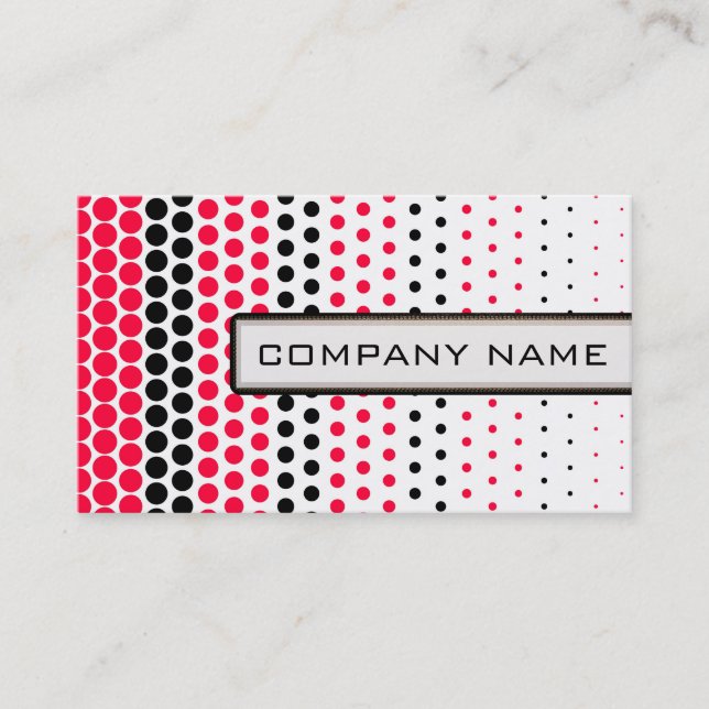 Carmine Red and Black Polka Dot Professional Business Card (Front)